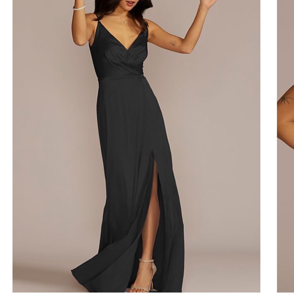 David’s Bridal stretch charmeuse cowl back bridesmaid dress
